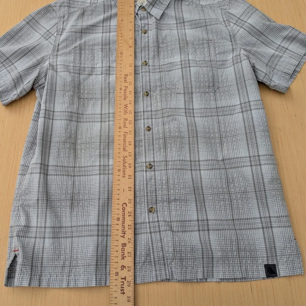 L.L. Bean Gray Plaid Short Sleeve Casual Button Up Shirt Men's‎ Large
